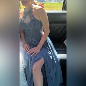 Azazie Prue Twilight A-Line Lace Chiffon Bridesmaid Dress